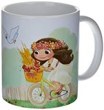 Mopec G912.2.1 keramiek mok meisje communie op fiets, porselein