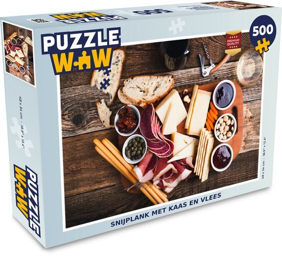 MuchoWow Puzzel Snijplank met kaas en vlees - Legpuzzel - Puzzel 500 stukjes