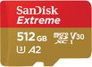 SanDisk Extreme 512GB MicroSDXC - UHS-I, Class 10, V30, A1 - Includes SD Adapter
