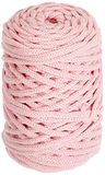 Rayher Braidy 42010270 gerecycled garen, gevlochten, 4 mm ø, poederroze, bol ca. 60 m (250 g), knoopgaren, macramégaren