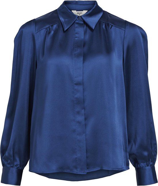 OBJECT Blouse Objsateen L/s Shirt Noos - Estate Blue - W40