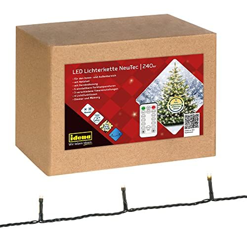 Idena NewTec 31338 LED-lichtketting - 240 LEDs - 5 kleurtemperaturen - Timer - Kerstdecoratie