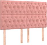 vidaXL Hoofdbord Roze Fluweel 144x7x118/128 cm