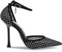 Steve Madden Damesschoenen Sparx-M Zwart Gaas Leer Puntige Neus Naaldhak 8 cm en hoger Gesp Sierstenen 39