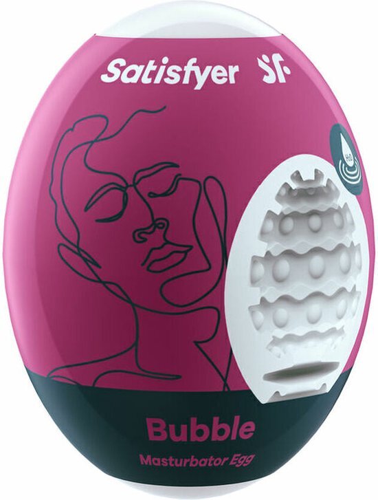 Satisfyer Masturbator Egg, verschillende structuren, hydro-actief TPE, geen glijmiddel nodig, voor eenmalig gebruik