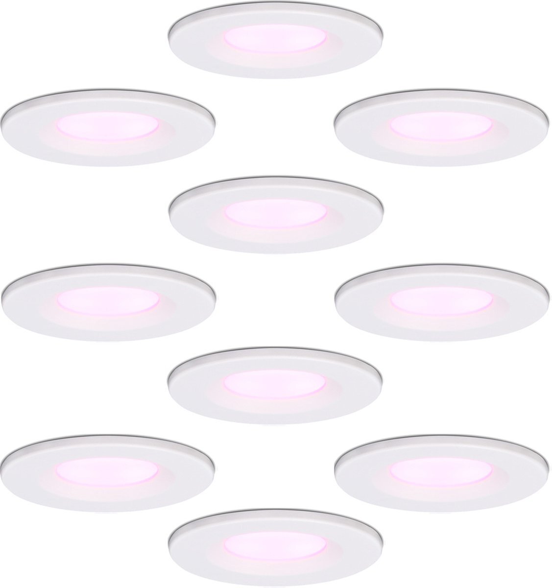 HOFTRONIC SMART HOFTRONIC - 10x Venezia Slimme Spotjes Wit - Kleine inbouwdiepte 45mm - RGBWW - IP65 Inbouwspots voor badkamer, keuken en slaapkamer - 6 Watt 420 Lumen