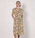 Apricot Midi-shirtjurk met bladprint en ceintuur