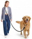 oneisall Hondenriem voor grote en middelgrote honden (15-60 kg), 3 m verstelbare dubbele lijn & vrije handlijn van nylon met reflecterend door de extreme kracht tot 200 kg