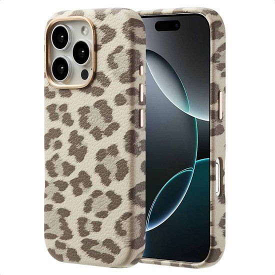 Selencia Sabi Backcover Panterprint met MagSafe voor de Apple iPhone 16 Pro - Soft Ivory
