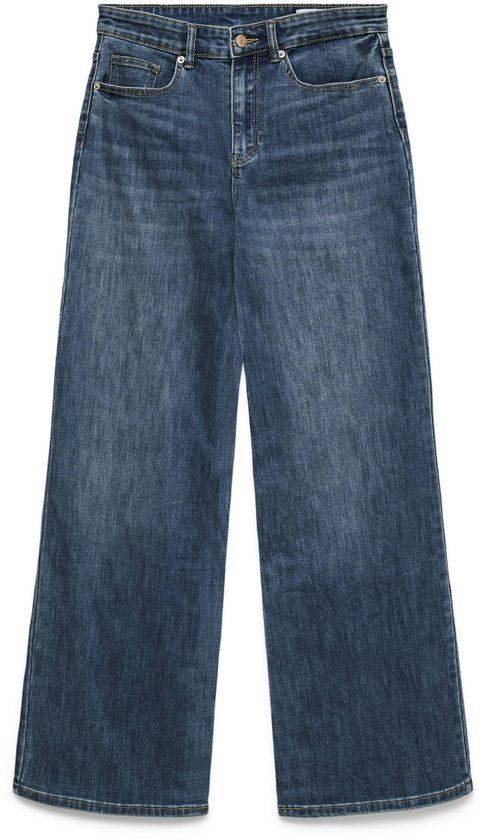 VERO MODA Dames Jeans Broek Maat L Katoen Donkerblauw