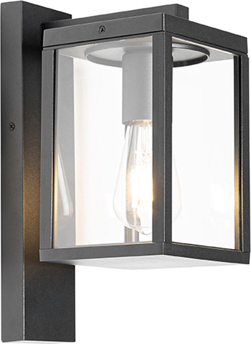 QAZQA Charlois - Industriele Wand lantaarn voor buiten - 1 lichts - D 21.5 cm - Zwart