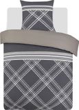VISION home VISION William - Dekbedovertrekset - 100% Katoen - Eenpersoons - 140 x 200 cm - Beige/Grijs