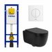 QeramiQ Dely Swirl Toiletset - 36.5x53cm - Wisa XS inbouwreservoir - 35mm zitting - witte bedieningsplaat - ronde knoppen - zwart mat