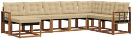 vidaXL - Acacia Hout Loungeset - Hoek Loungeset - 8 Zitplaatsen - Natuurlijk en Beige