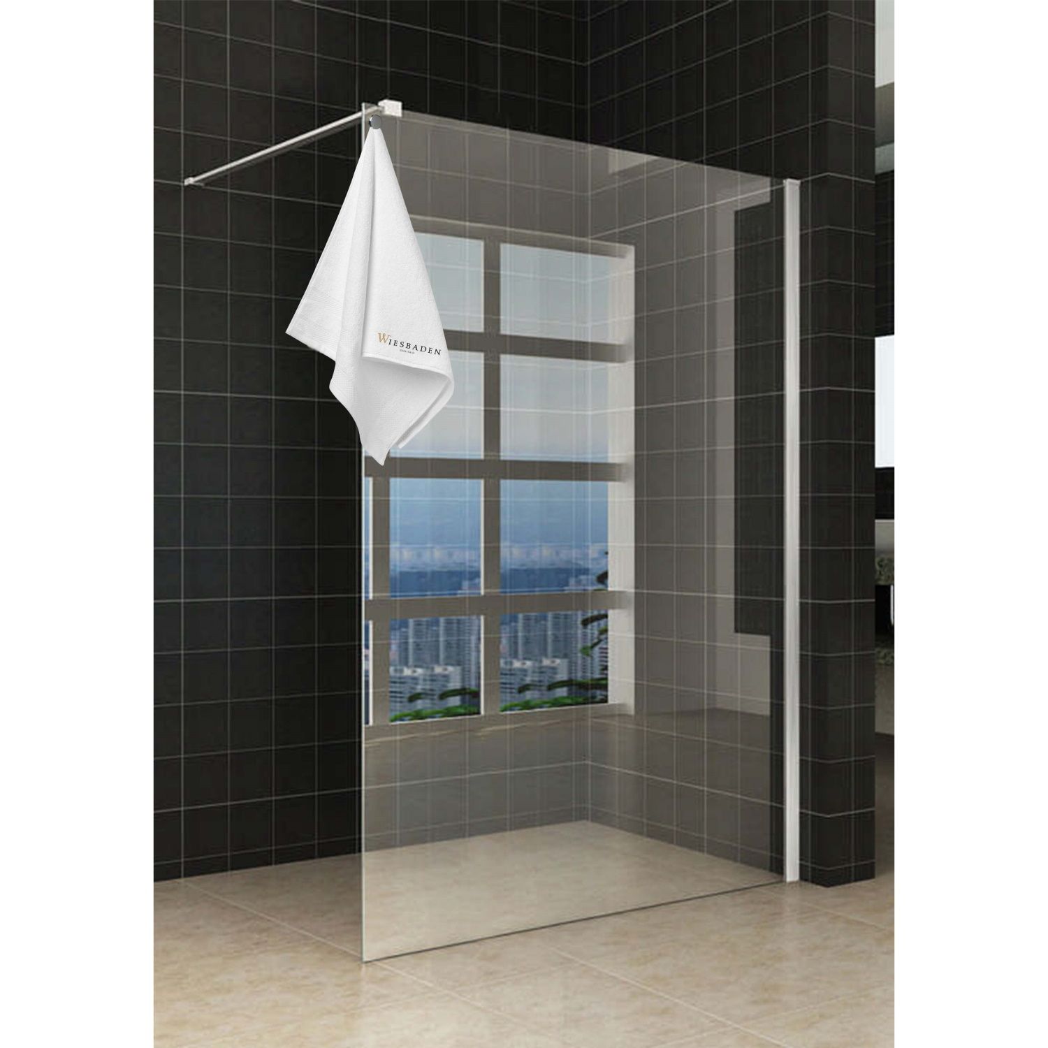 Boss & Wessing Inloopdouche met handdoekhouder 110x200 cm 8 mm chroom