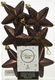 Decoris Kersthanger Sterren - 6 stuks - Donkerbruin - 7 cm - Kunststof