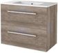 Basic Line Start 46 Badkamermeubelset - 80 x 46 cm - Met Grepen - 2 Lades - Keramische Wastafel - 1 Kraangat - Scotch Oak