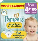 Pampers Premium Protection Maat 4+ - 186 Luiers - 10kg-15kg