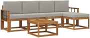 vidaXL - Acacia Houten Loungeset Bank 5-Zitter Natuurlijk en Lichtgrijs
