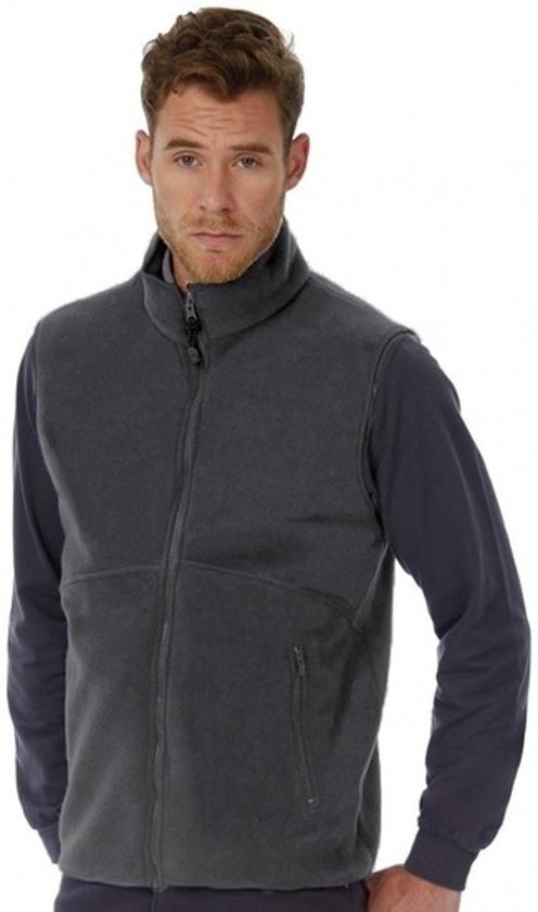 B&C Fleece casual bodywarmer grijs voor heren - Outdoorkleding wandelen/zeilen - Mouwloze vesten XL (42/54