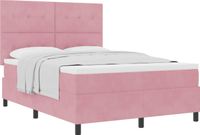 vidaXL Boxspring bed met hoofdeinde Roze 140 x 200 cm Fluweel