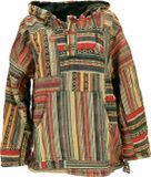 Guru-Shop Goa Stonewash Patchwork Baja Hoody - mustard Heren Trui met capuchon - meerkleurig - L
