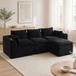 MODFU - Canapé modulaire - 3 places - Repose-pieds - Coussins - Porte-gobelet - Poches latérales - Noir - Velours côtelé