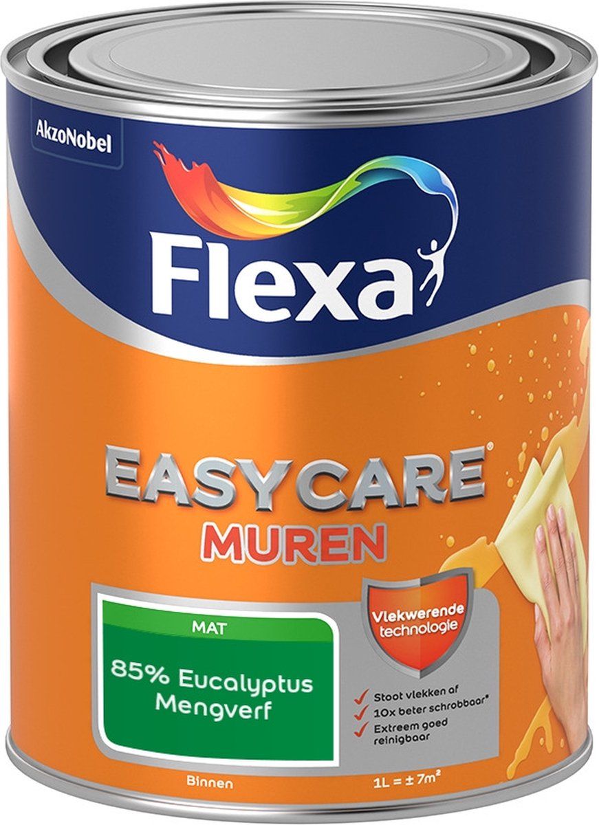 FLEXA Easycare Muurverf - Mat - Mengkleur - 85% Eucalyptus - 1 liter