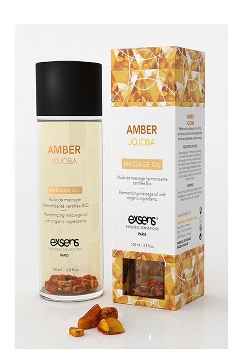 Exsens Organische massageolie met amber steentjes jojoba & amber