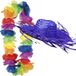 Merkloos Carnaval verkleedset - Tropical Hawaii party - strohoed blauw - en volle bloemenslinger multi colours - voor dames