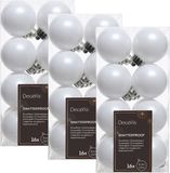 Merkloos Decoris kleine kerstballen - 48x st - wit - 4 cm - kunststof