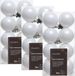 Merkloos Decoris kleine kerstballen - 48x st - wit - 4 cm - kunststof