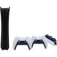 Sony PS5 Slim Digital Edition Bundle: Black Covers, White Controller & Charging Station
