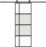 vidaXL Schuifdeur met beslagset 76x205 cm gehard glas zwart