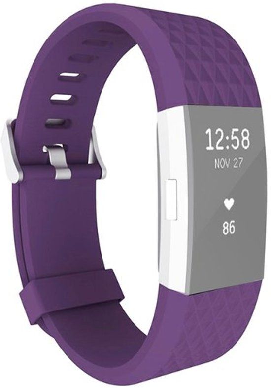 By Qubix Qubix Fitbit Charge 2 siliconen bandje Lengte: 23CM - Paars