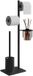 Porte-rouleau de papier toilette sans marque 3-en-1 avec brosse de toilette - Double support et panier de rangement en acier inoxydable - Noir