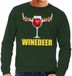 Bellatio Decorations Bol Foute kersttrui - Winedeer print - groen - voor heren - lange mouwen - sweater - wijn - Kersttruien S