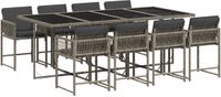 vidaXL Ensemble de jardin 9 pièces avec coussins, polyrotin, gris