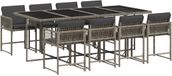vidaXL Ensemble de jardin 9 pièces avec coussins, polyrotin, gris