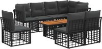 vidaXL Tuinbank Set 9 st Zwart en Donkergrijs polyrattan