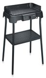 Severin PG 8596 Tafelgrill met Voet – 2000 W – Aluminium Grillplaat – Glad & Geribbeld – Zwart