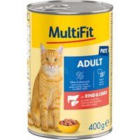 MultiFit nat kattenvoer Adult, Paté, Rund en lever 6x400 g