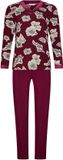 Pastunette Premium Burgundy Dream Pyjama Dames Lange Mouw Gebloemd Rood Maat 40