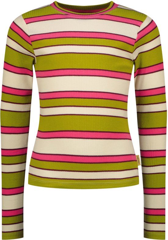 Vingino Icon Stripe Top Meisjes 140 Golden Lime