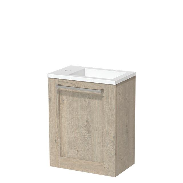 Maxaro Toiletmeubel met Wastafel Solid Surface Mat Modulo Lichtgrijs Eiken 40 cm