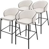 ML-Design Barkruk set van 4 Beige 50x101x54 cm met rugleuning en voetensteun tot 120 kg