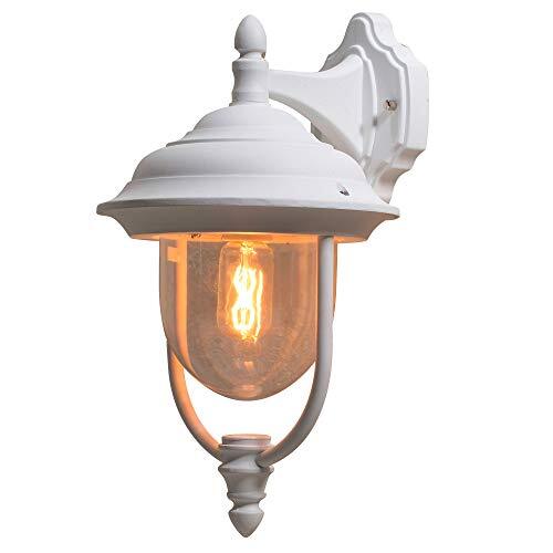 KONSTSMIDE Parma 722-250 wandlamp / B: 24cm D: 29cm H: 46cm / 1x75W / IP43 / gelakt aluminium / mat wit