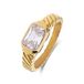 Lucardi Dames Stalen goldplated vintage ring met wit zirkonia - Ring - Staal - Goudkleurig - 17 / 53 mm