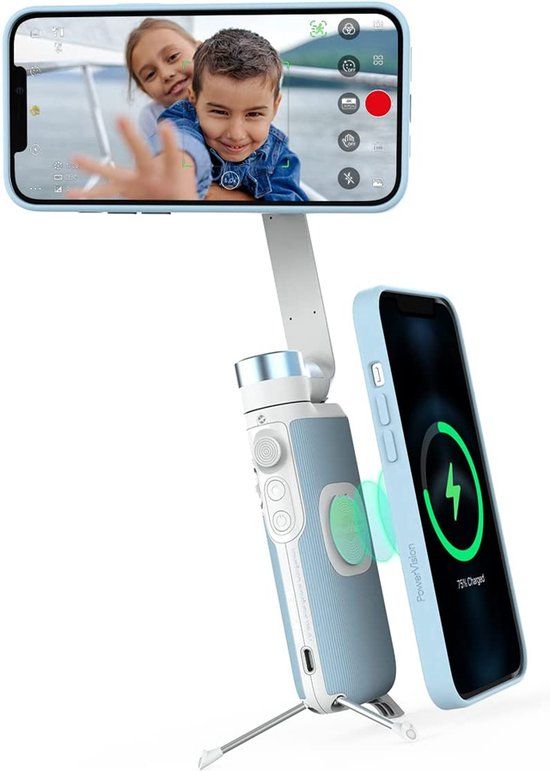 PowerVision S1 Explorer kit - blauw - Alles-in-één stabilisator voor iOS en Android - Powerbank & Gimbal