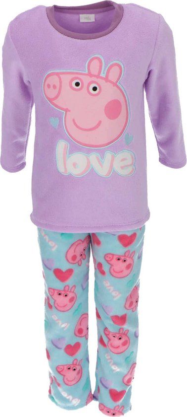4KidsOnly Cookie Company Peppa Pig Coral-Fleece Pyjama - Maat 98/104 - Paars - Kind